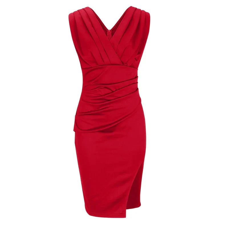Dyna™ - Fitted Dress with V-Neckline and Slit