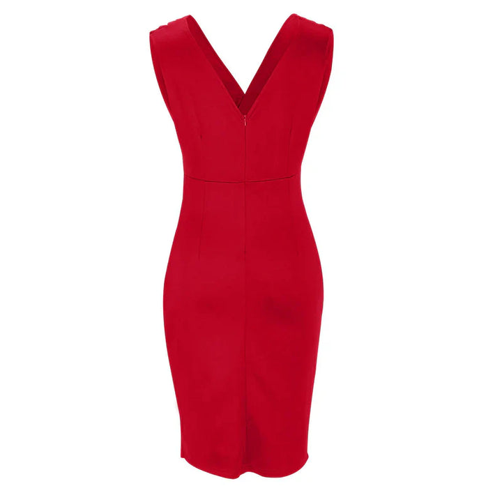 Dyna™ - Fitted Dress with V-Neckline and Slit