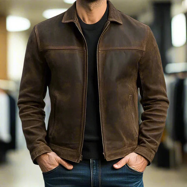 Leandro™ - Leather Jacket with Zipper