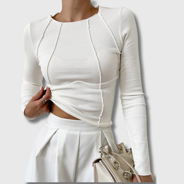 Irenea™ - Basic Piping Long Sleeve Top