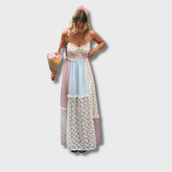 Tifany™ - Elegant Strappy Patchwork Maxi Dress