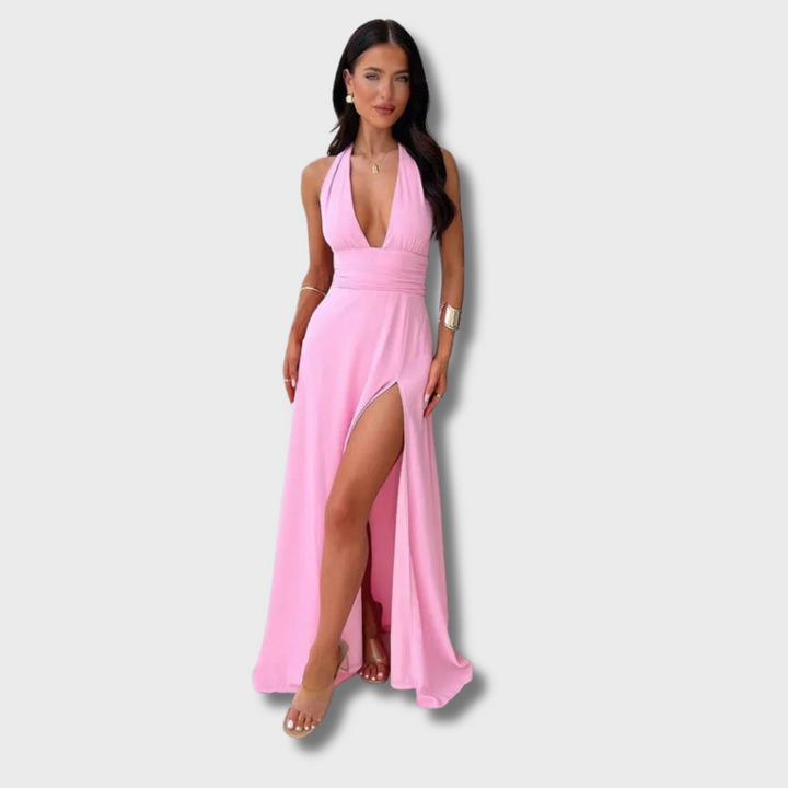Kiane™ - Trendy V-Neck Slit Maxi Dress