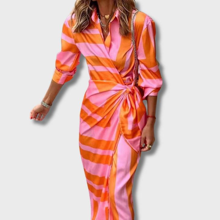 Merth™ - Striped Midi Shirt Dress