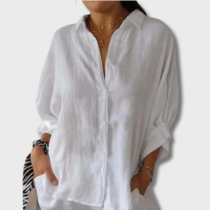 Leona™ - Elegant Linen Blouse