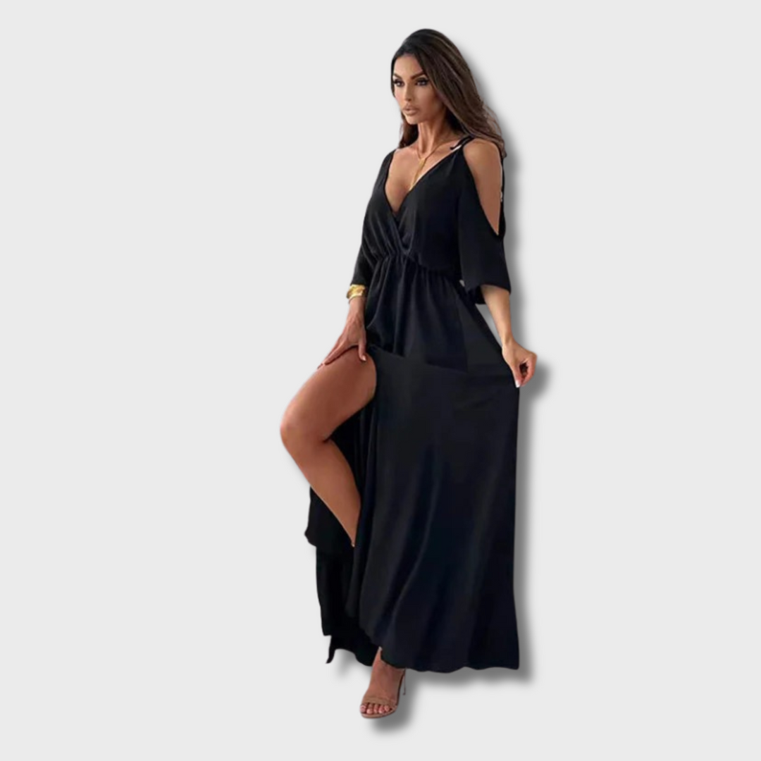 Ivory™ - Trendy Slit Skirt V-Neck Maxi Dress