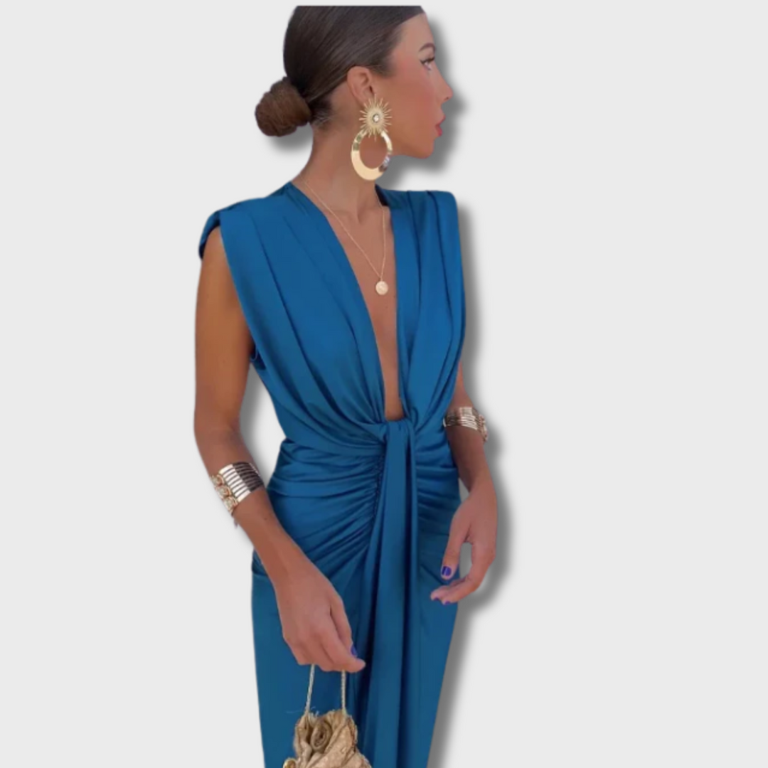 Morita™ - Sunset Ruched V-Neck Dress