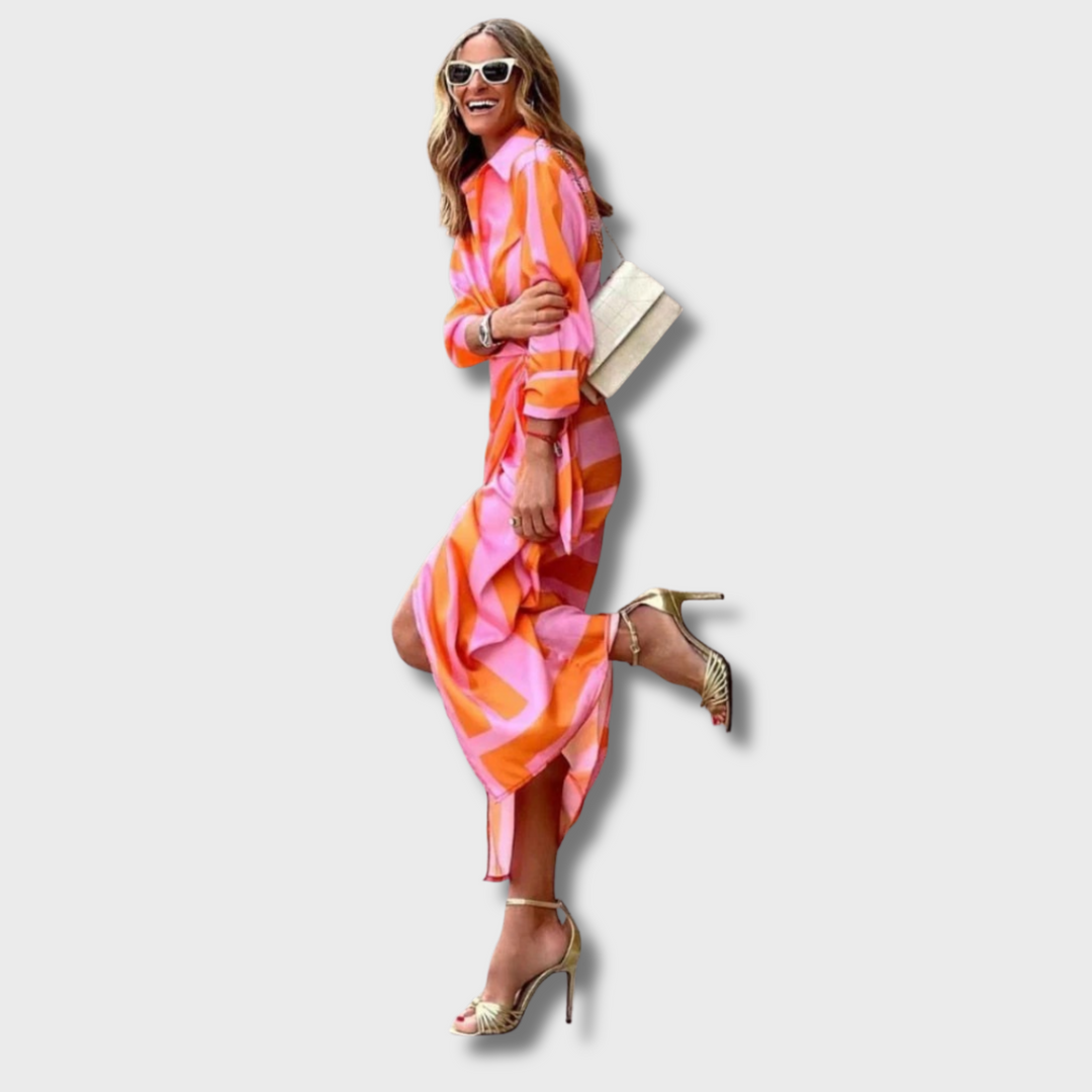 Merth™ - Striped Midi Shirt Dress