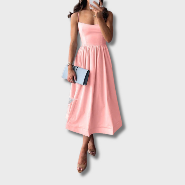Nanta™ - Chic Strappy A-Line Midi Dress