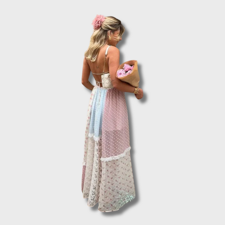 Tifany™ - Elegant Strappy Patchwork Maxi Dress