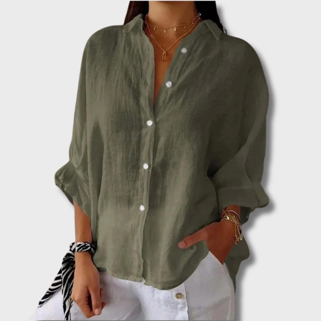 Leona™ - Elegant Linen Blouse