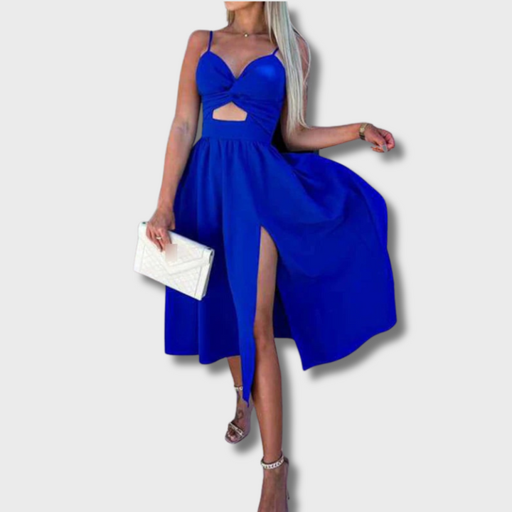 Bami™ - Elegant Strappy Front Slit Midi Dress