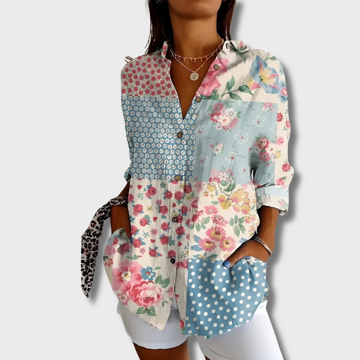 Irma™ - Floral Wave Cotton Blouse