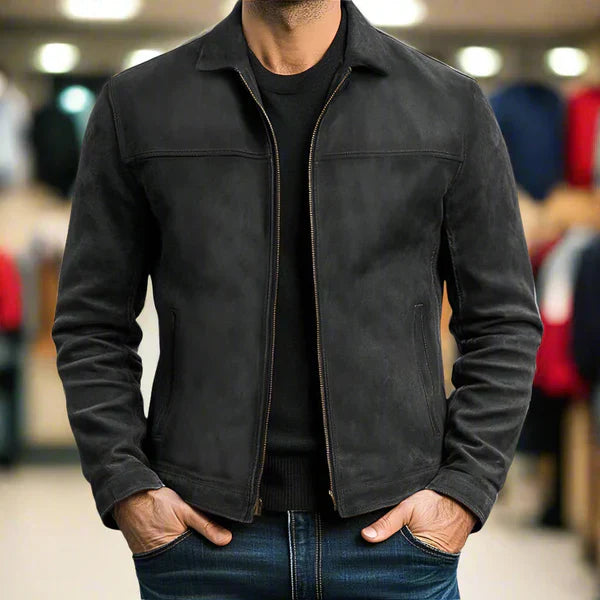 Leandro™ - Leather Jacket with Zipper