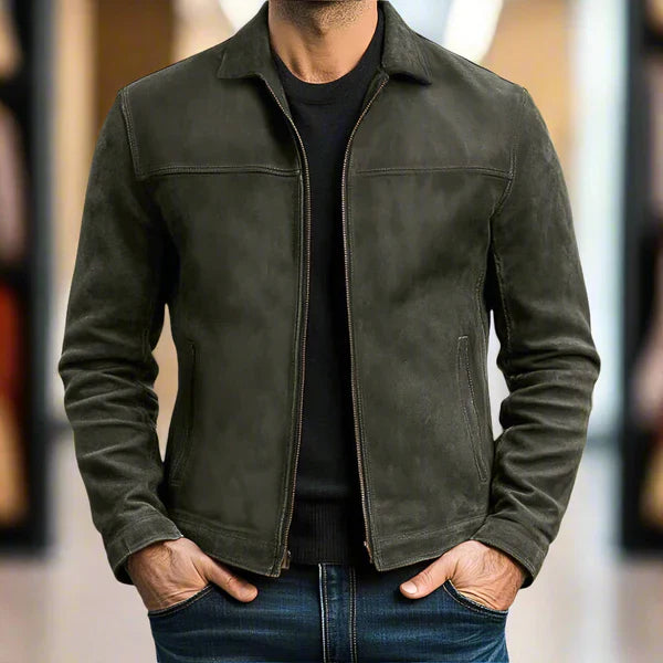 Leandro™ - Leather Jacket with Zipper
