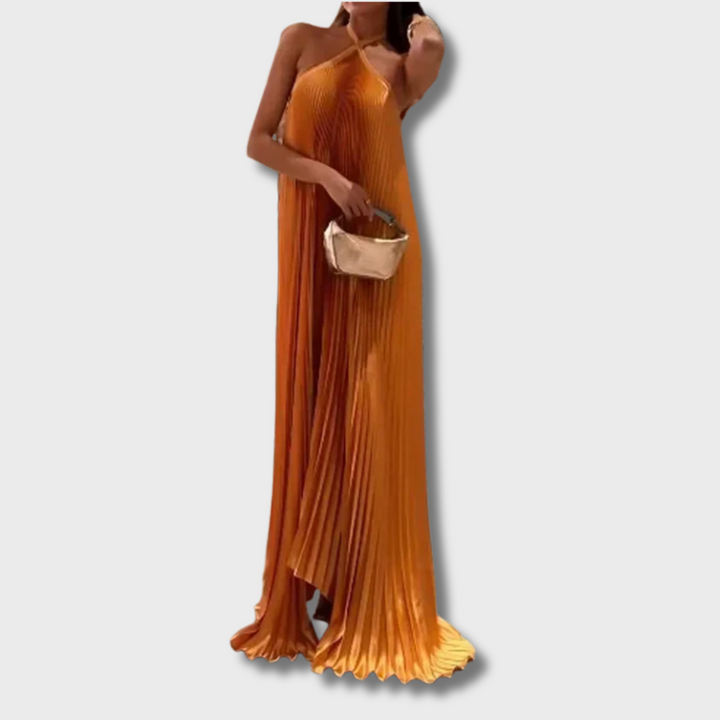 Zen™ - Chic Pleated Halter Neck Maxi Dress
