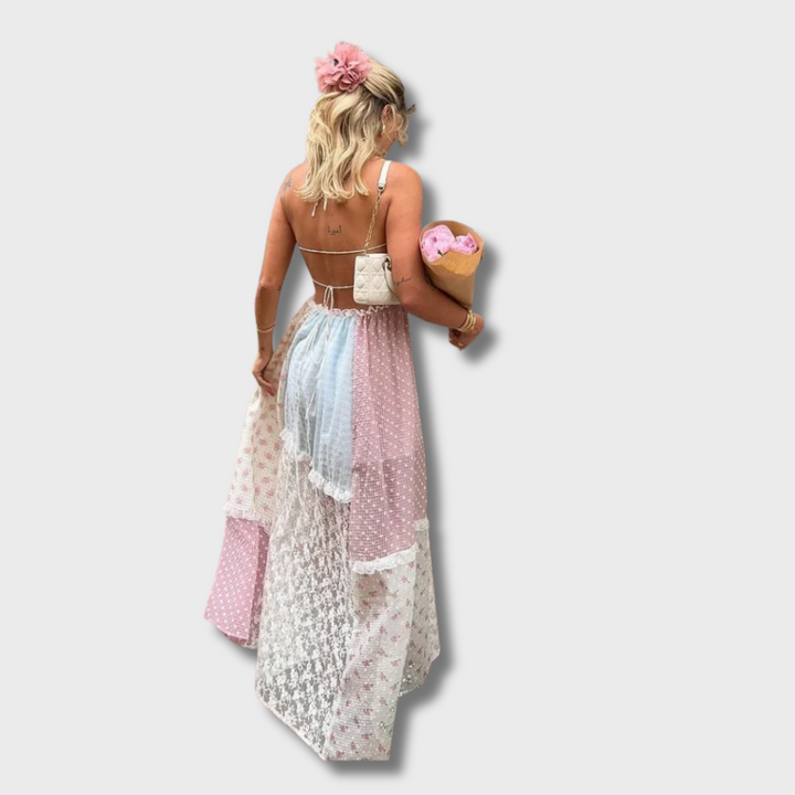 Tifany™ - Elegant Strappy Patchwork Maxi Dress