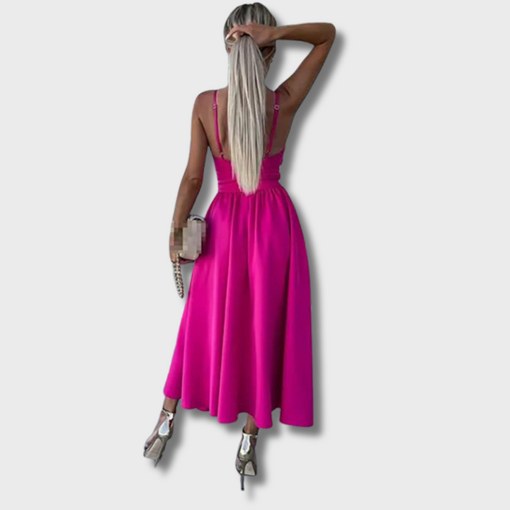 Bami™ - Elegant Strappy Front Slit Midi Dress