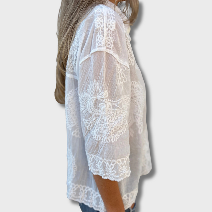 Gwendolyn™ - Chic Lace Embroidered Blouse