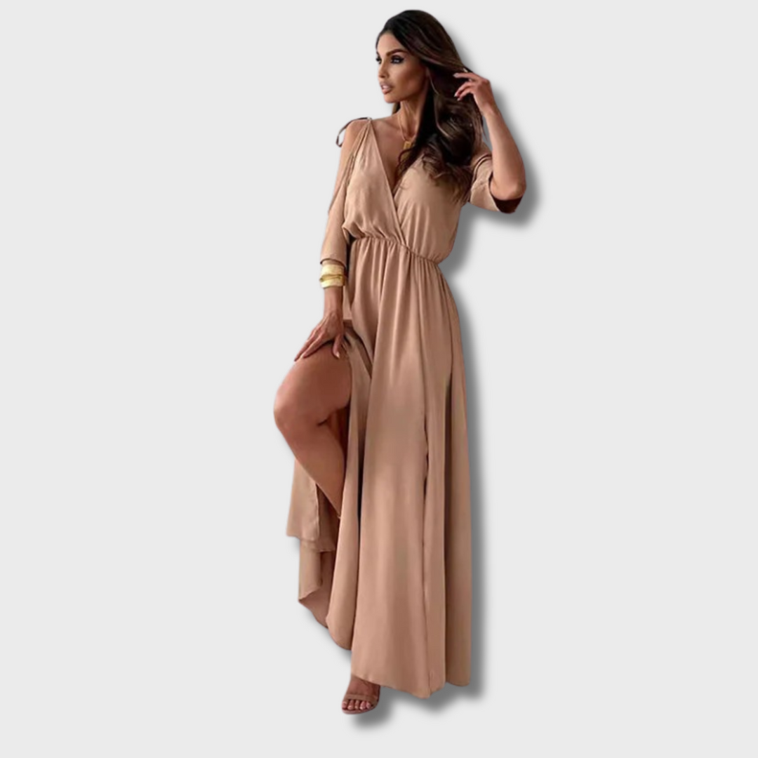 Ivory™ - Trendy Slit Skirt V-Neck Maxi Dress