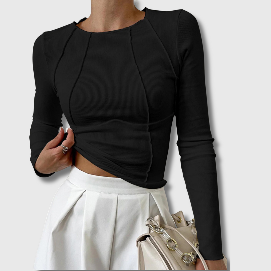 Irenea™ - Basic Piping Long Sleeve Top