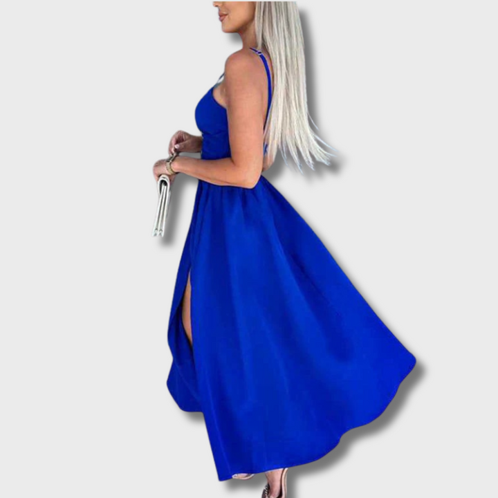 Bami™ - Elegant Strappy Front Slit Midi Dress