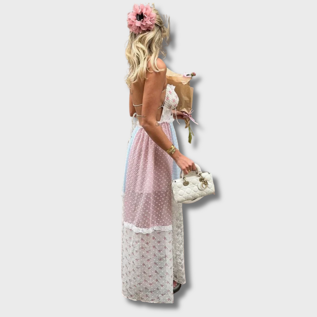 Tifany™ - Elegant Strappy Patchwork Maxi Dress