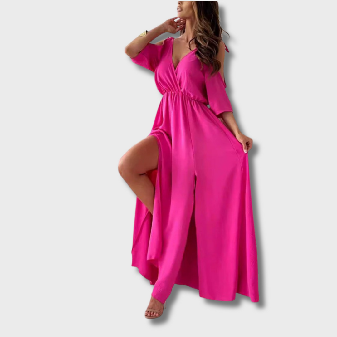 Ivory™ - Trendy Slit Skirt V-Neck Maxi Dress