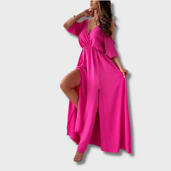 Ivory™ - Trendy Slit Skirt V-Neck Maxi Dress