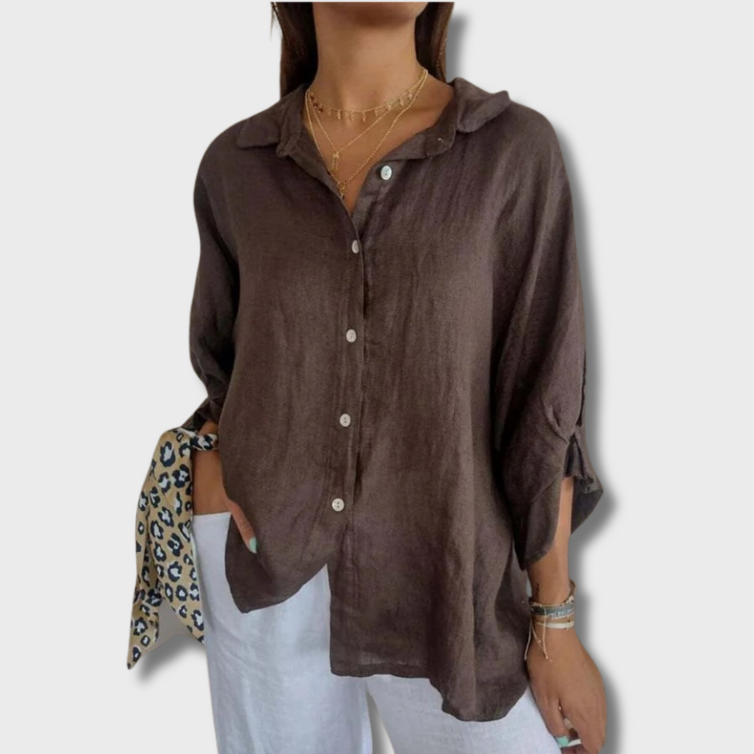 Leona™ - Elegant Linen Blouse