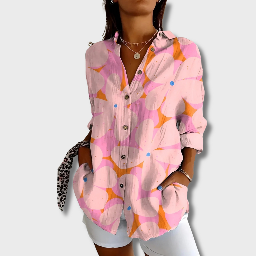 Irma™ - Floral Wave Cotton Blouse