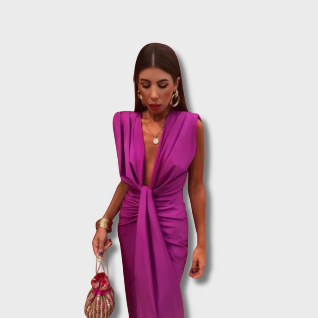 Morita™ - Sunset Ruched V-Neck Dress