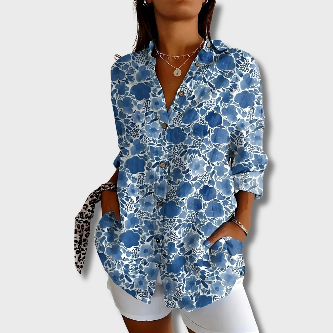 Irma™ - Floral Wave Cotton Blouse