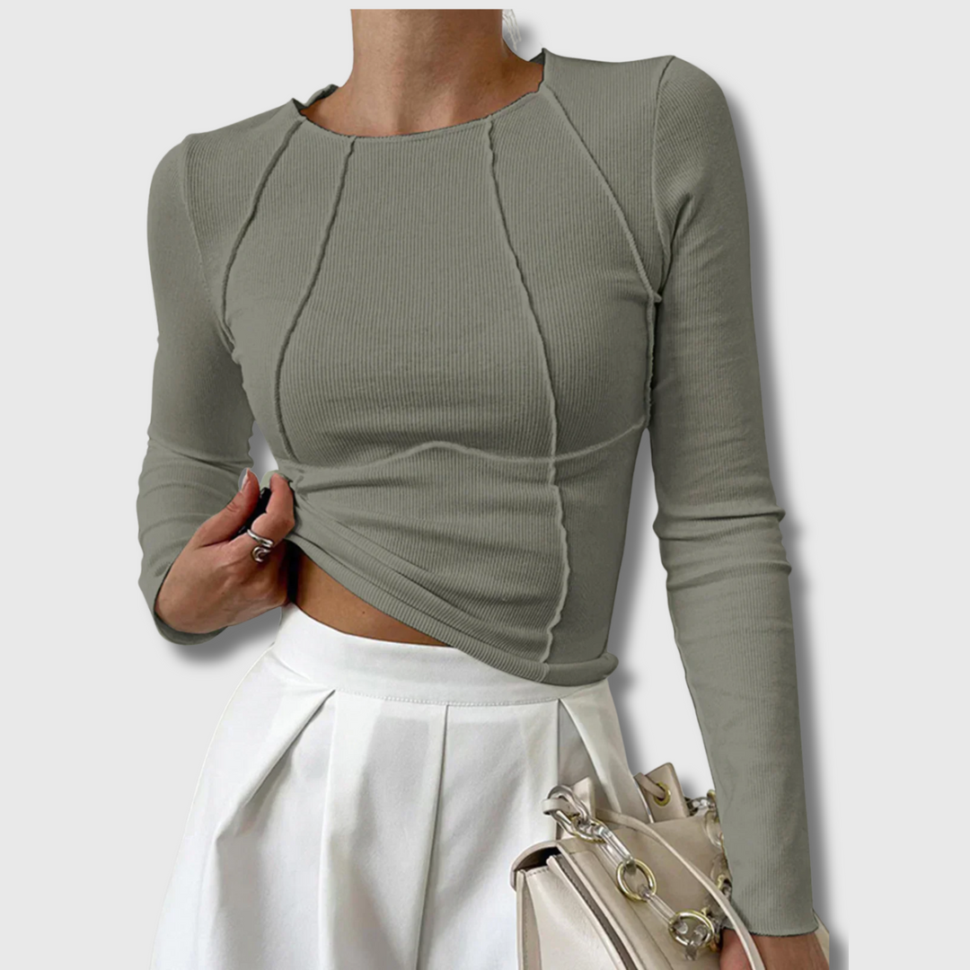 Irenea™ - Basic Piping Long Sleeve Top
