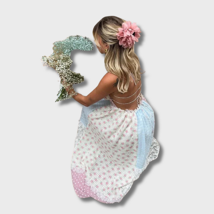 Tifany™ - Elegant Strappy Patchwork Maxi Dress