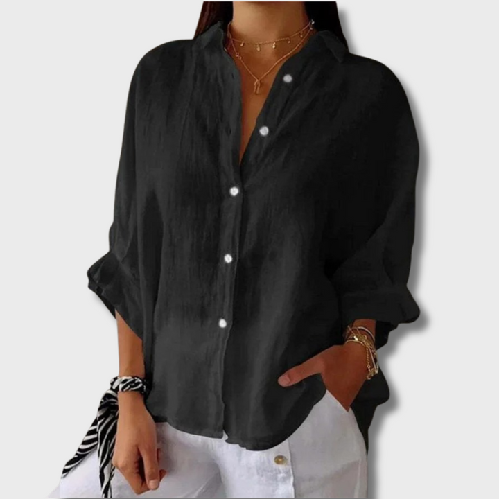 Leona™ - Elegant Linen Blouse