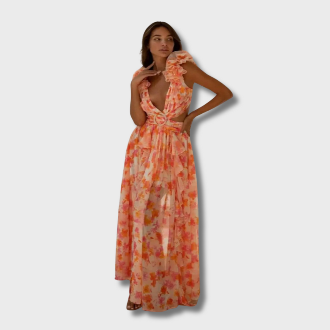 Jasa™ - Elegant Backless Ruffles Maxi Dress