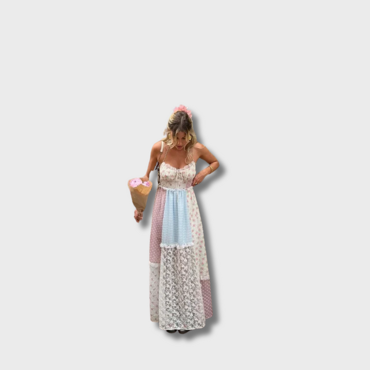 Tifany™ - Elegant Strappy Patchwork Maxi Dress