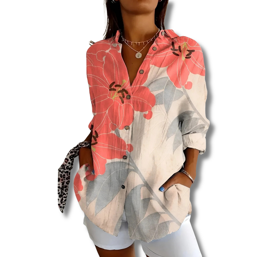 Irma™ - Floral Wave Cotton Blouse