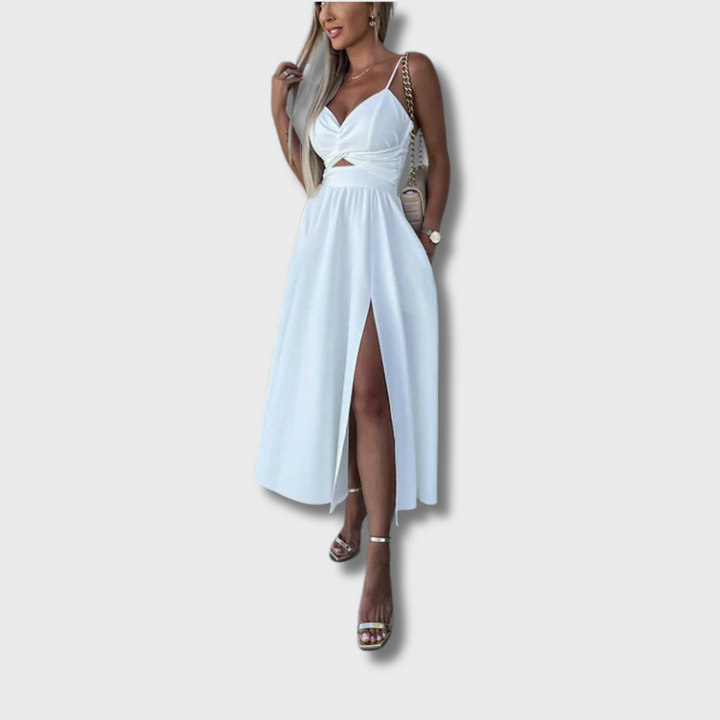 Bami™ - Elegant Strappy Front Slit Midi Dress