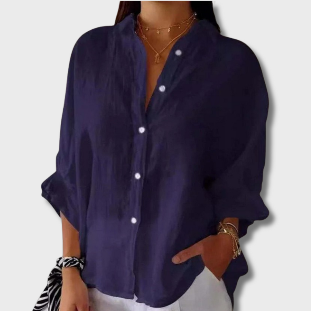Leona™ - Elegant Linen Blouse
