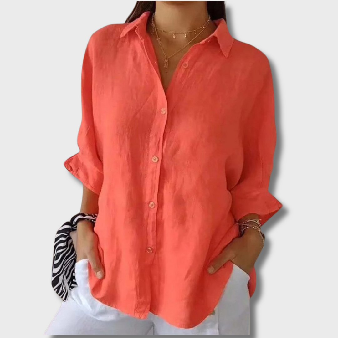 Leona™ - Elegant Linen Blouse
