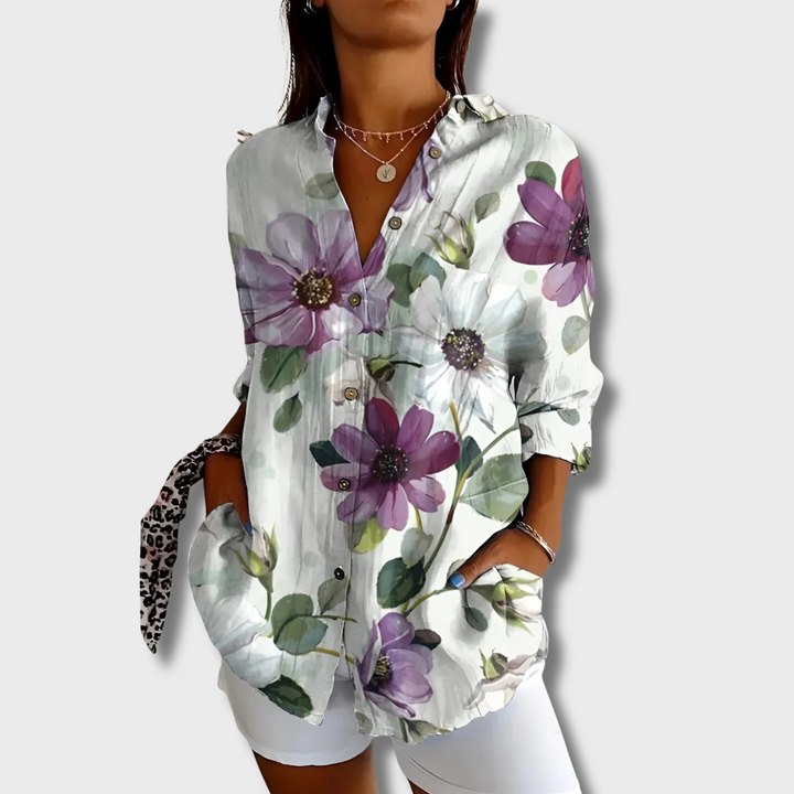 Irma™ - Floral Wave Cotton Blouse