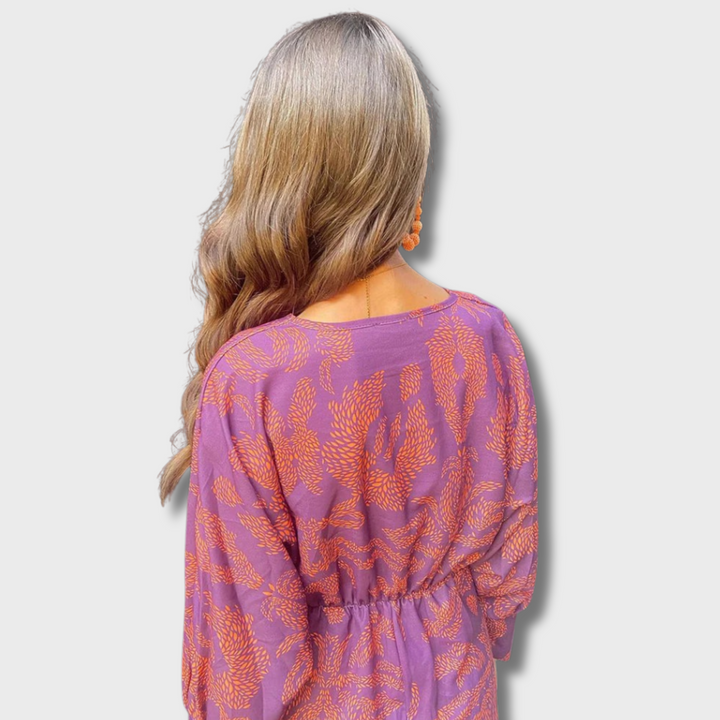 Nelly™ - Vintage V-Neck Long-Sleeve Elegant Dress