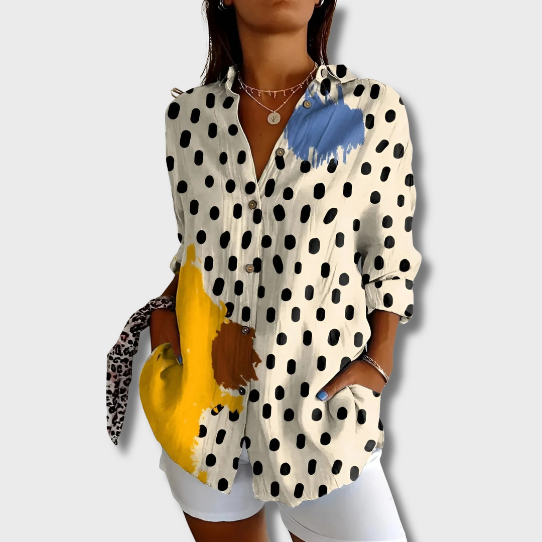 Irma™ - Floral Wave Cotton Blouse