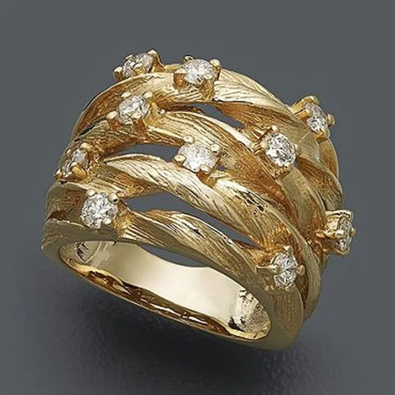 Shuvee™ - Gold Style Boho Ring with Zirconia