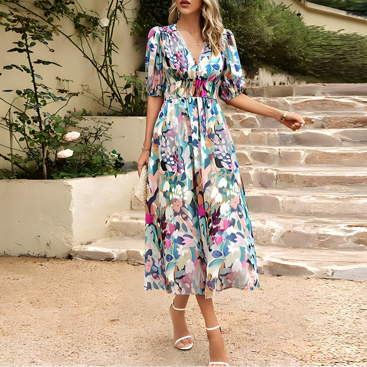 Crissel™ - V-Neck Midi Dress