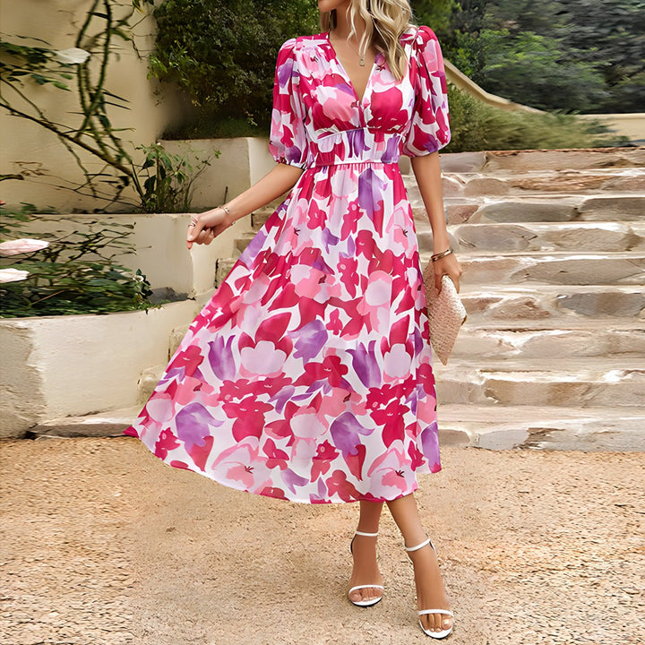 Crissel™ - V-Neck Midi Dress