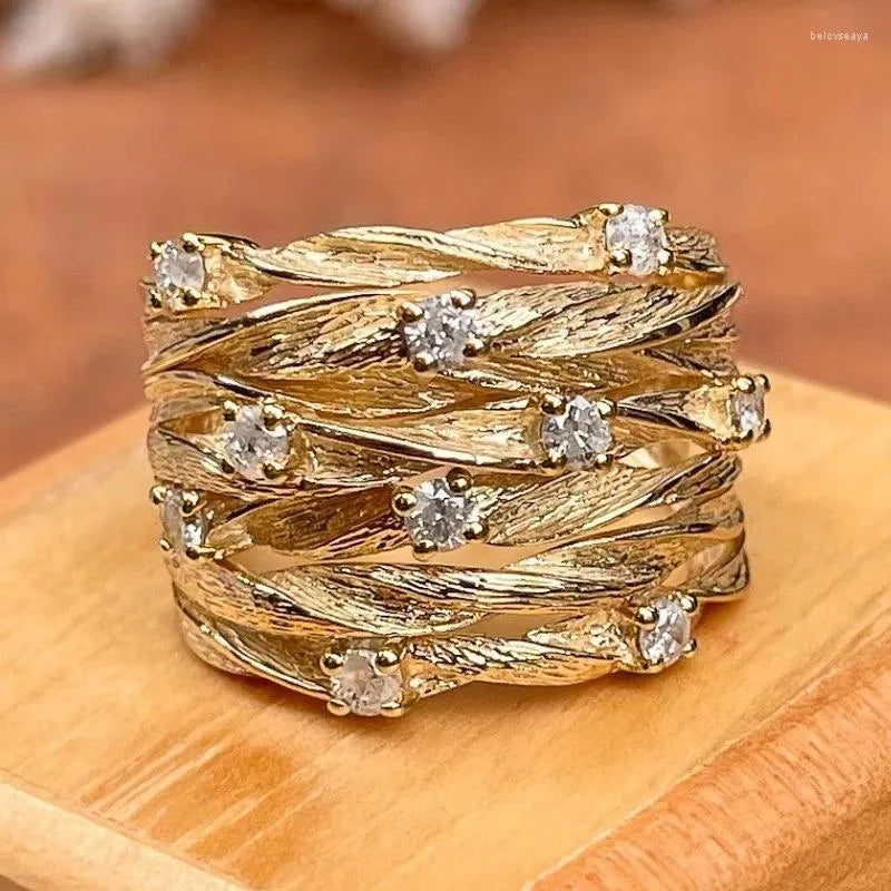 Shuvee™ - Gold Style Boho Ring with Zirconia